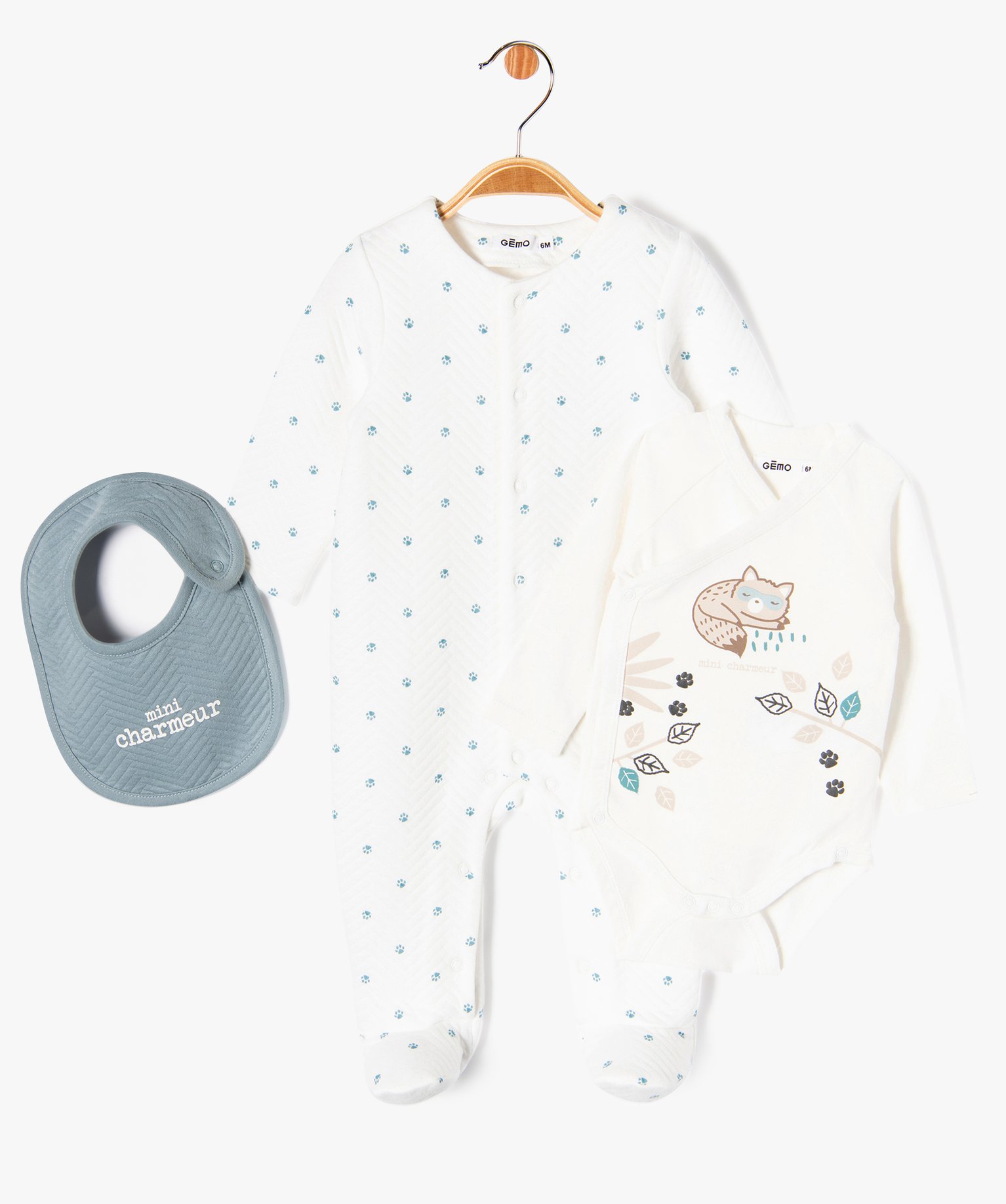 Ensemble layette 3 pièces bébé Garçon blanc | GEMO