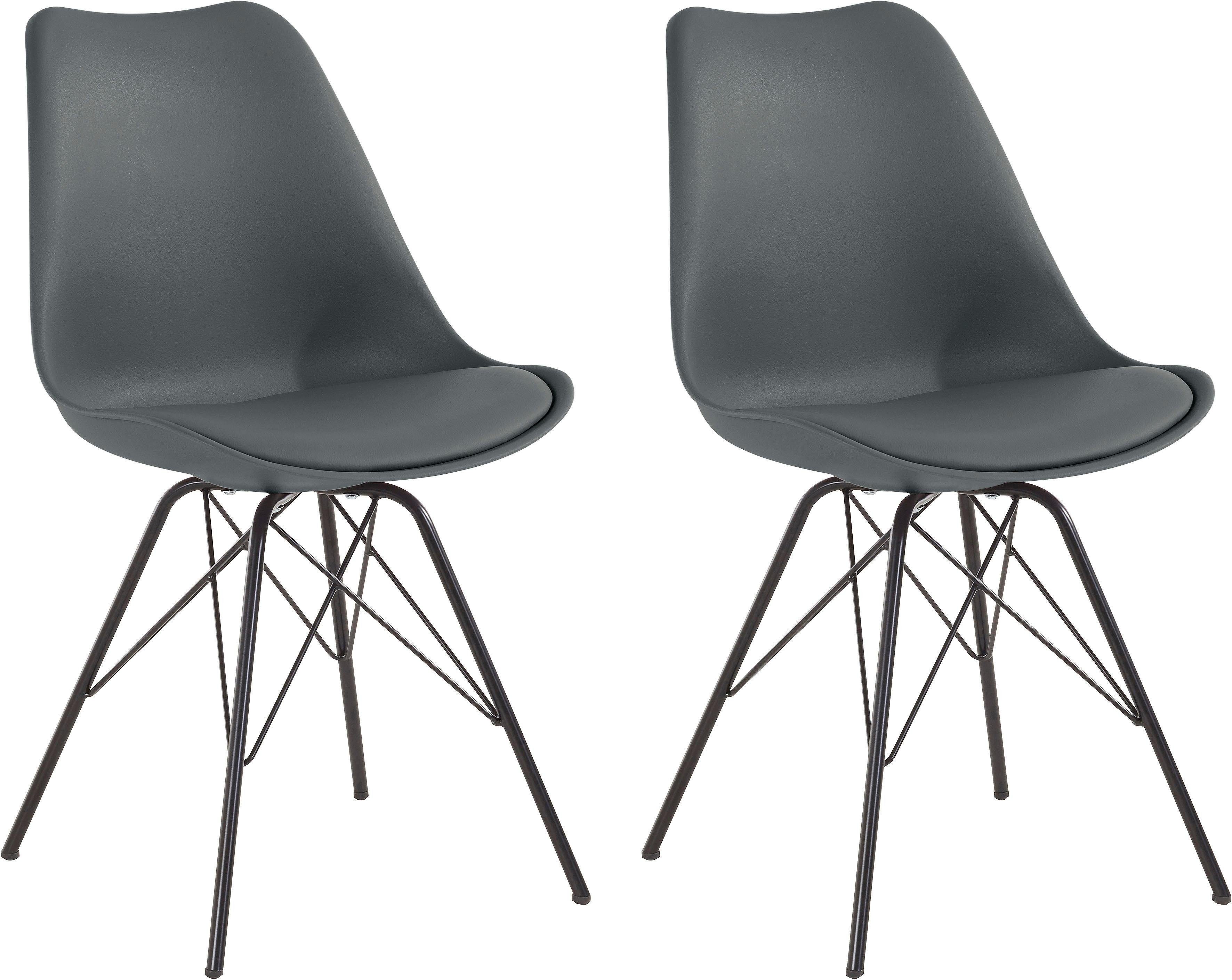 Homexperts 4-Fußstuhl Ursel 01 (Set, 2 St), Sitzschale mit Sitzkissen in Kunstleder