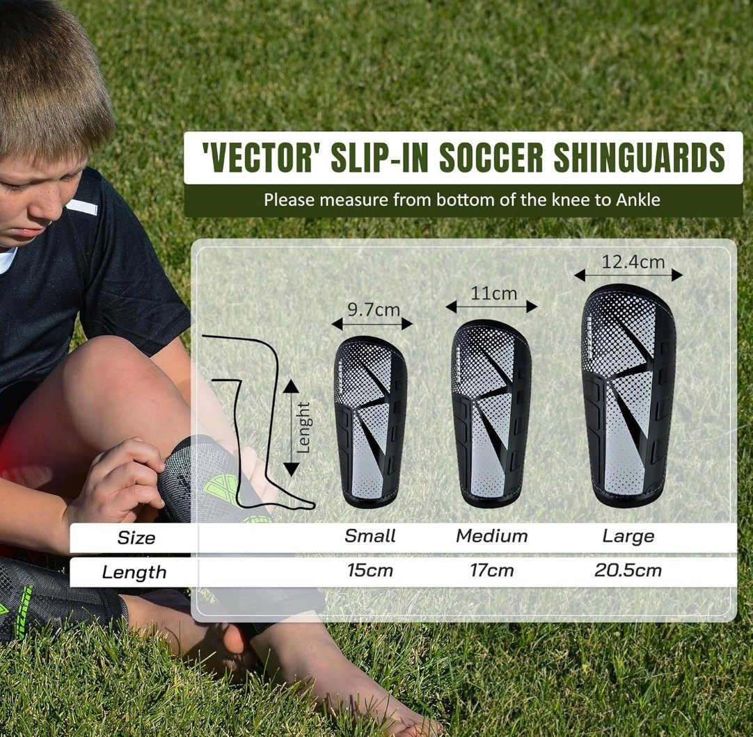 VIZARI Fußball Schienbeinschoner VECTOR Schienbeinschoner Weiß S (Set), für Körpergröße 120 - 140 cm