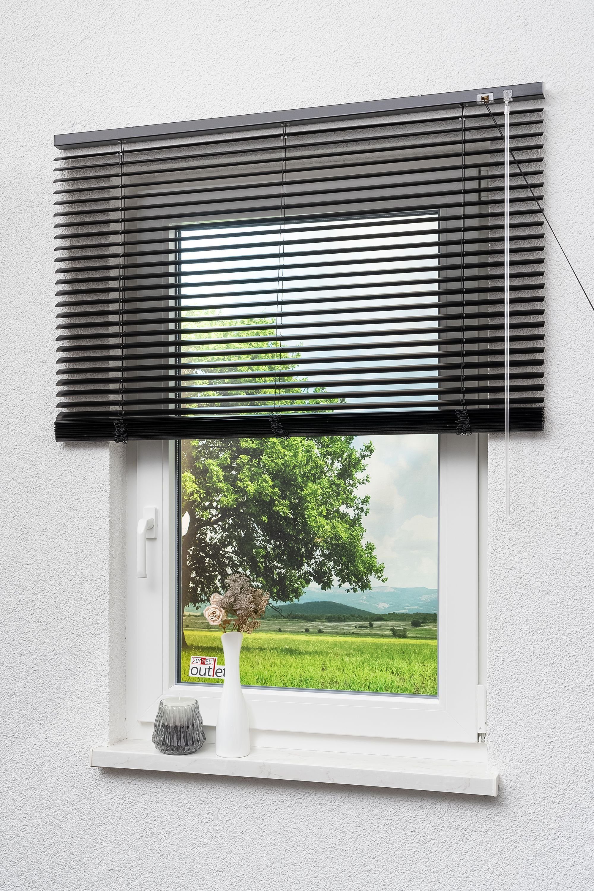 Jalousie Alu 25mm Schwarz, LYSEL®, HxB 175x40cm
