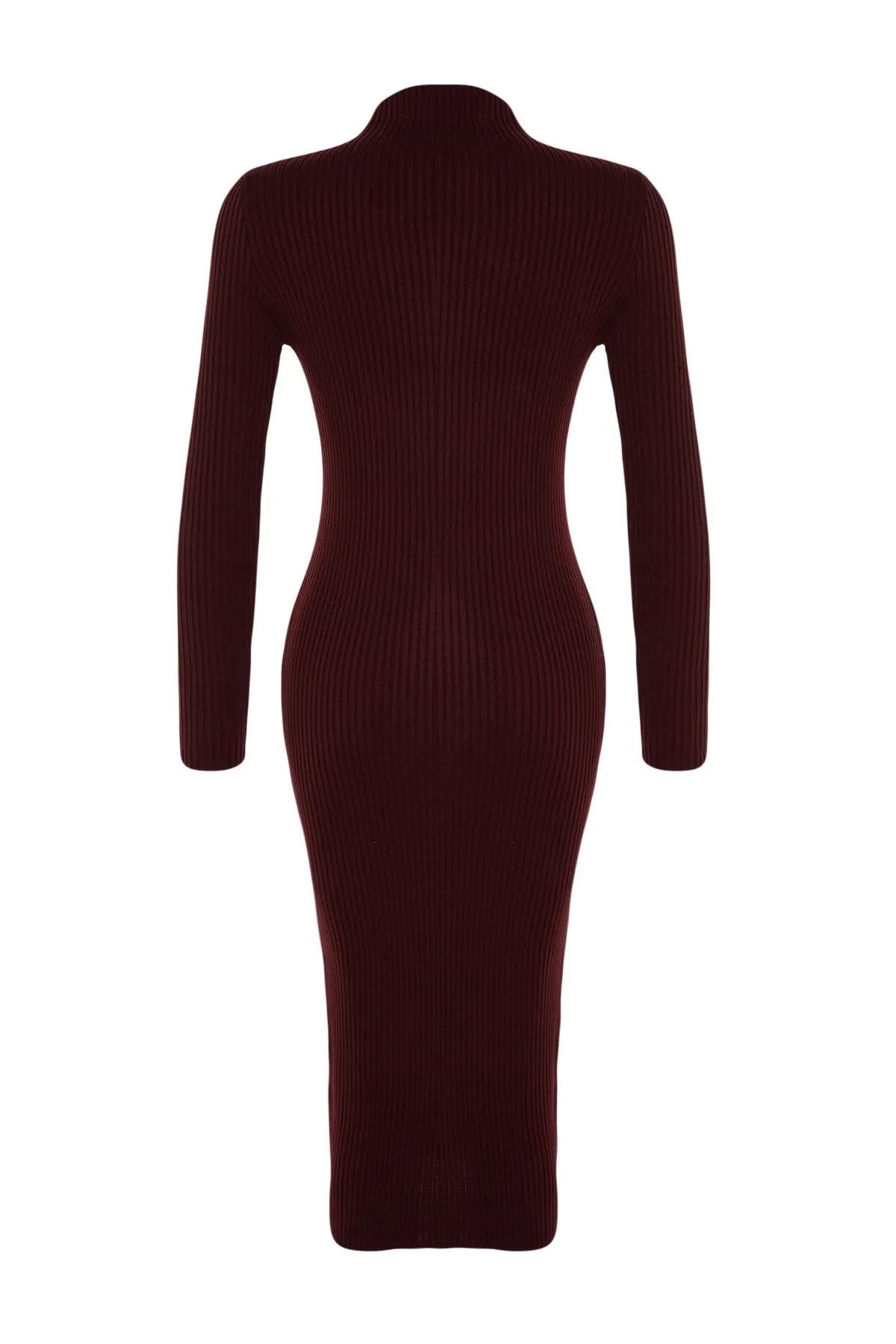 Trendyol Collection  Pflaumenfarbenes Midi-Strickkleid mit Rollkragen TWOAW24EL00028