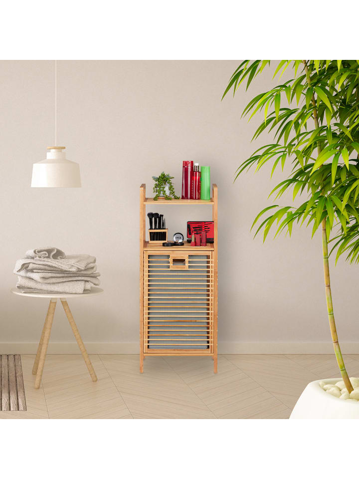 relaxdays Badregal in Natur/Grau - (B)40 x (H)95 x (T)30 cm günstig kaufen onesize