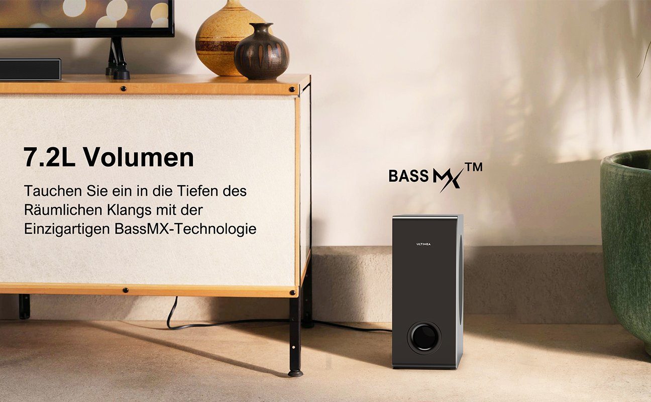 Ultimea 2.1 Surround TV Soundbar (5,25'' Tieftöner, BassMX, Bass Verbessert PC Lautsprecher)