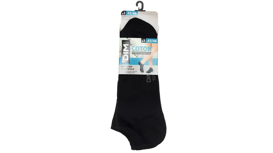 DIM Herren Sneaker Socken aus Baumwolle  3er Pack noir