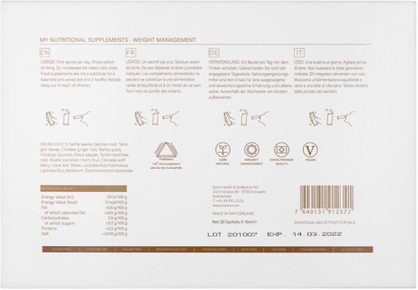 NIANCE of Switzerland GENR8 Weight Management Nahrungsergänzungsmittel