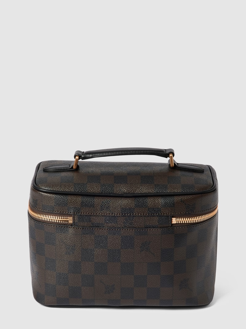 Kulturtasche mit Allover-Muster in dunkelbraun