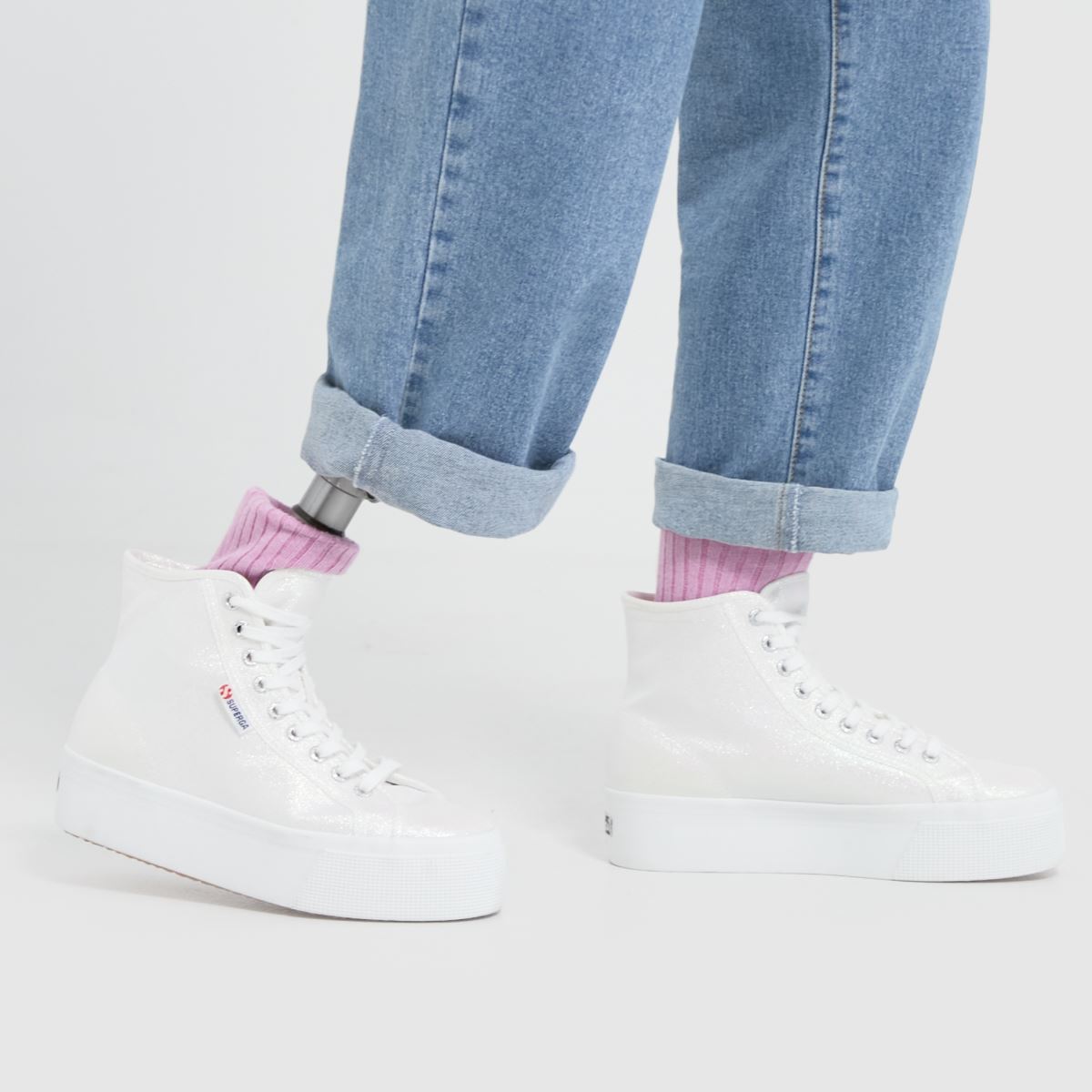 Bílé tenisky Superga 2708 hi top lame