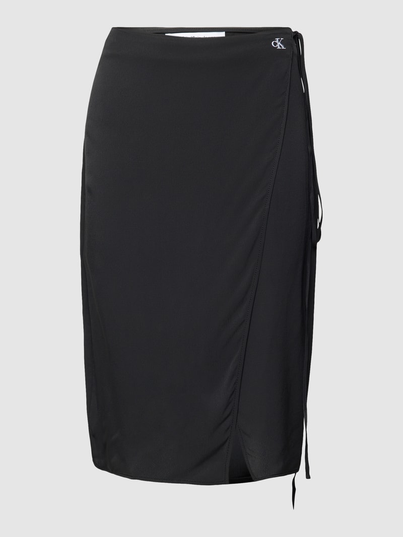 Wickelrock mit Label-Stitching in schwarz