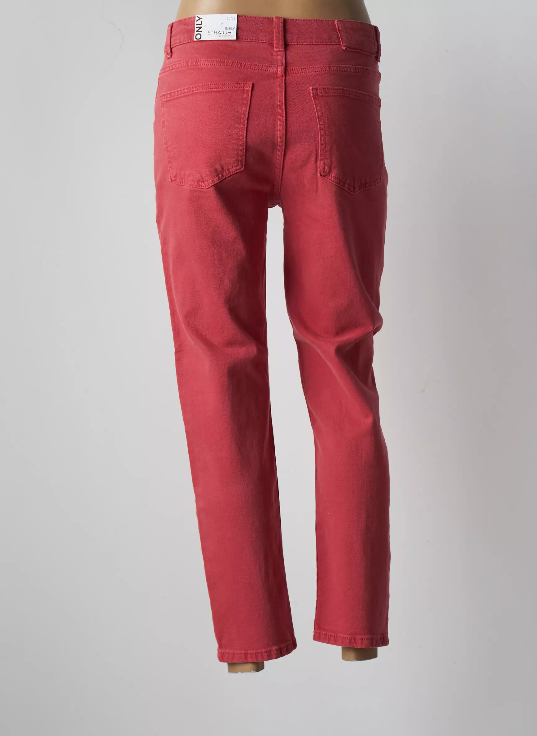 Only Jeans Coupe Droite Femme couleur rouge