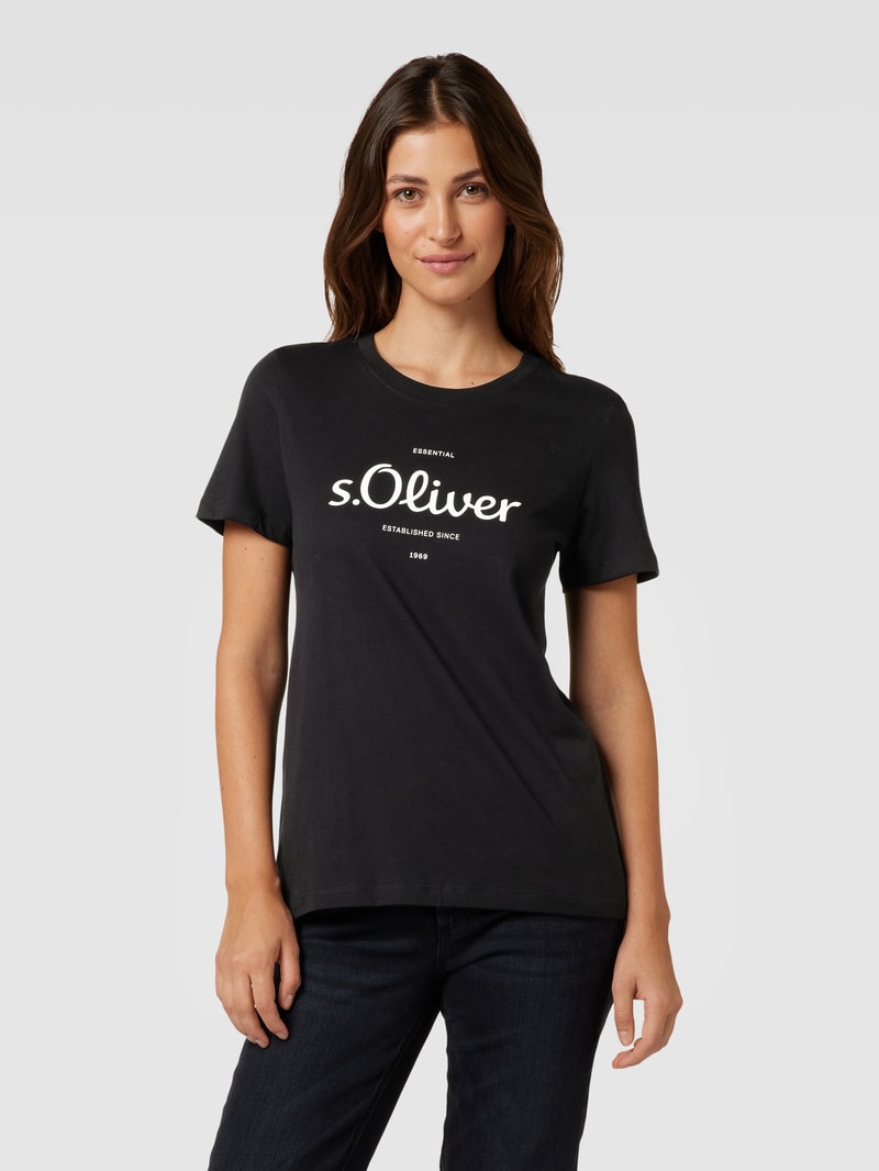 T-Shirt mit Label-Print in schwarz