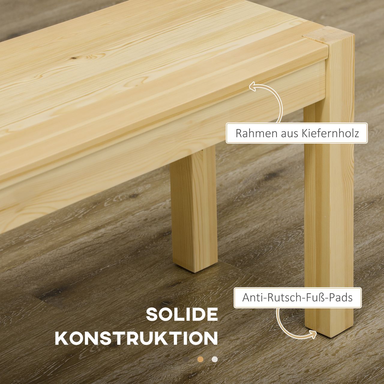 HOMCOM Sitzbank 3-Sitzer Holzbank Essbank im Landhaus-Stil, Küchenbank für Küche
