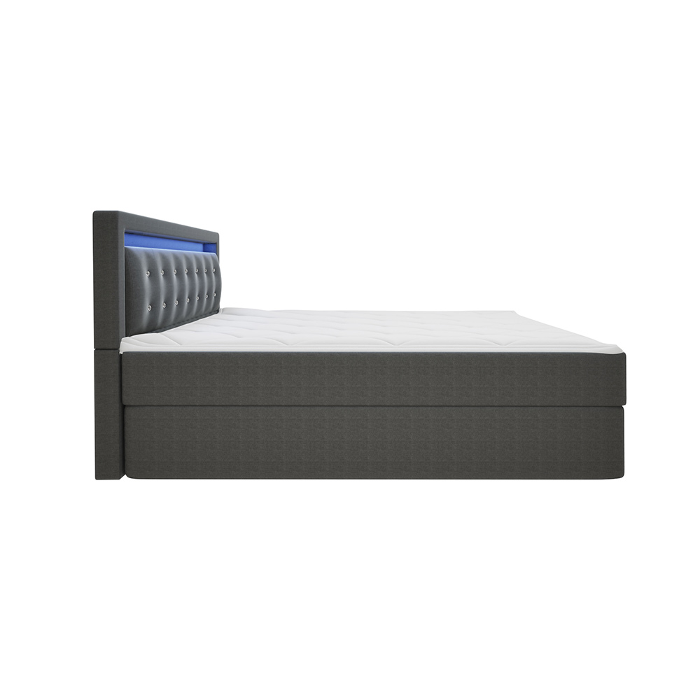 Home Deluxe HOME DELUXE Boxspringbett ZENOVA inkl, Matratze und Topper 180 x 200 cm -  Dunkelgrau H2/H3 -EOL-