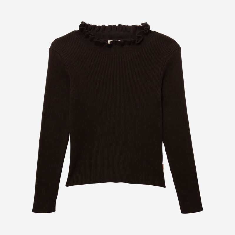 Pull fille tricot côtelé noir Catimini