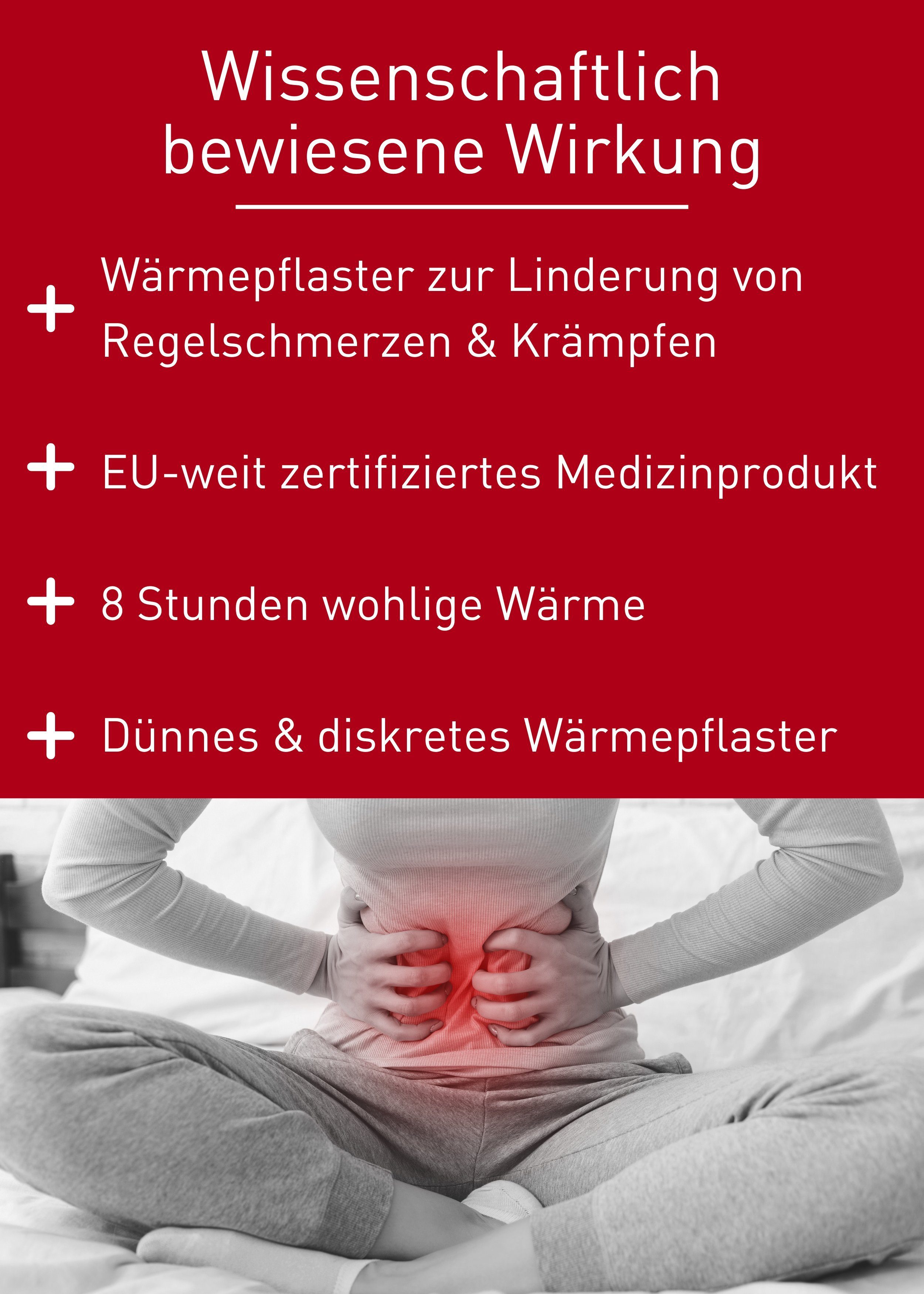 N1 Healthcare Wärmepflaster Wärmepflaster bei Regelschmerzen (4 St), 8 Stunden wohlige Wärme