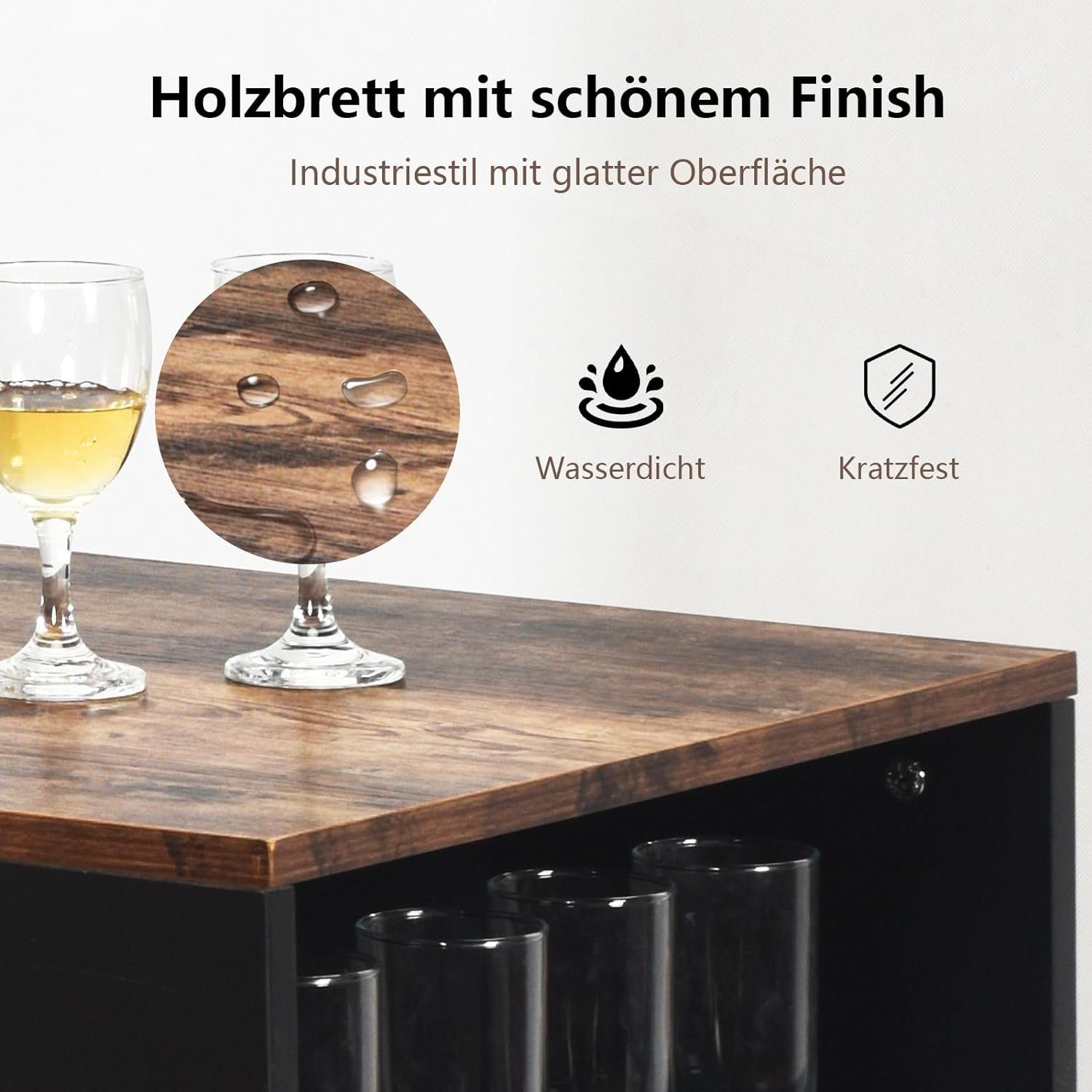 KOMFOTTEU Bartisch Thekentisch (Set 3-Teilig), mit 2 Barhockern & 3 Ablagen