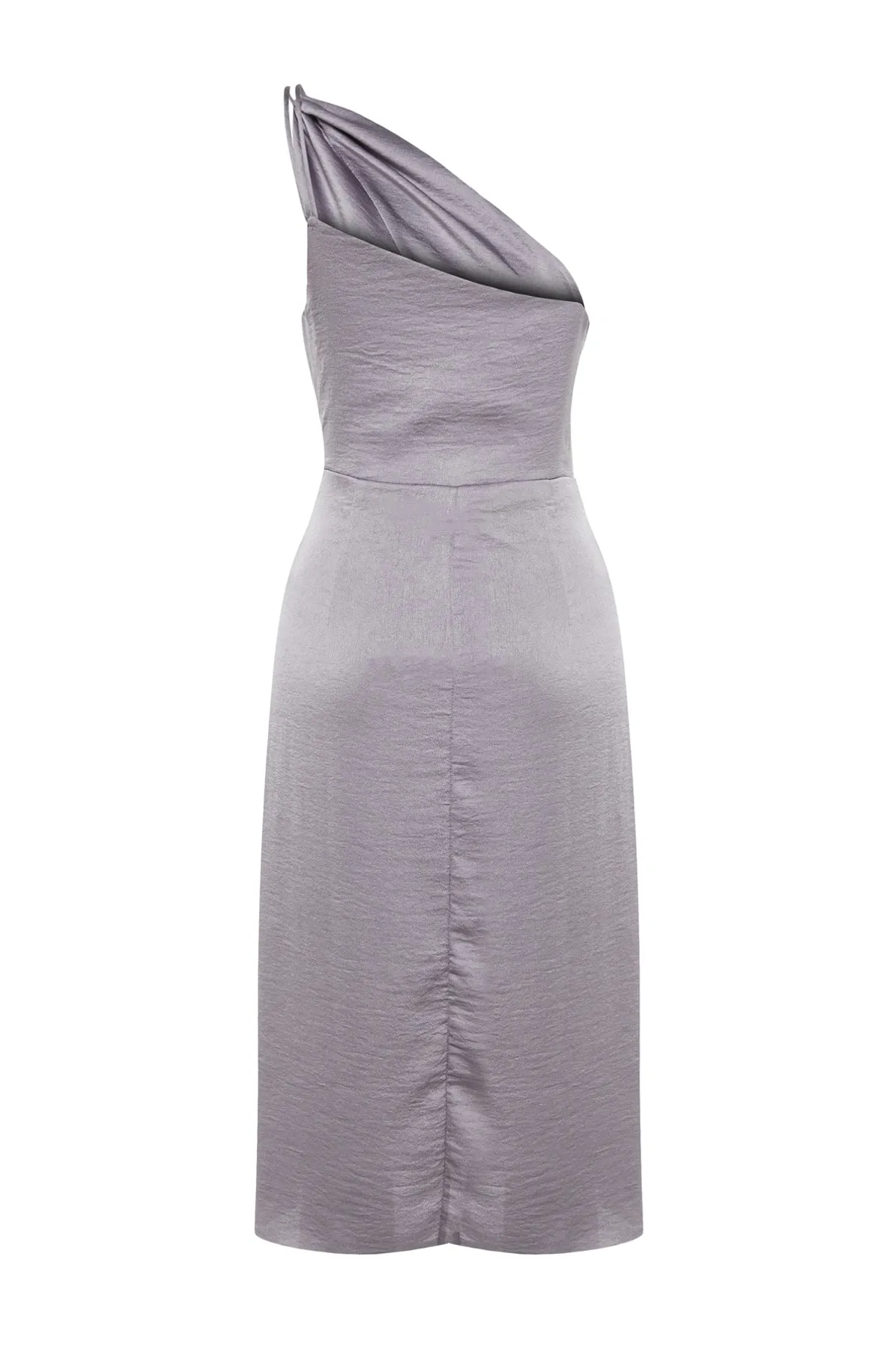 Trendyol Collection  Graues zweireihiges, gefüttertes Abendkleid aus gewebtem Satin TPRSS22EL0967