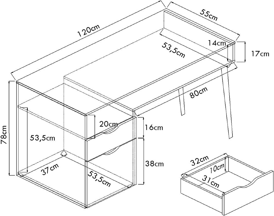 Costway COSTWAY Schreibtisch mit offenem Fach und Schrank