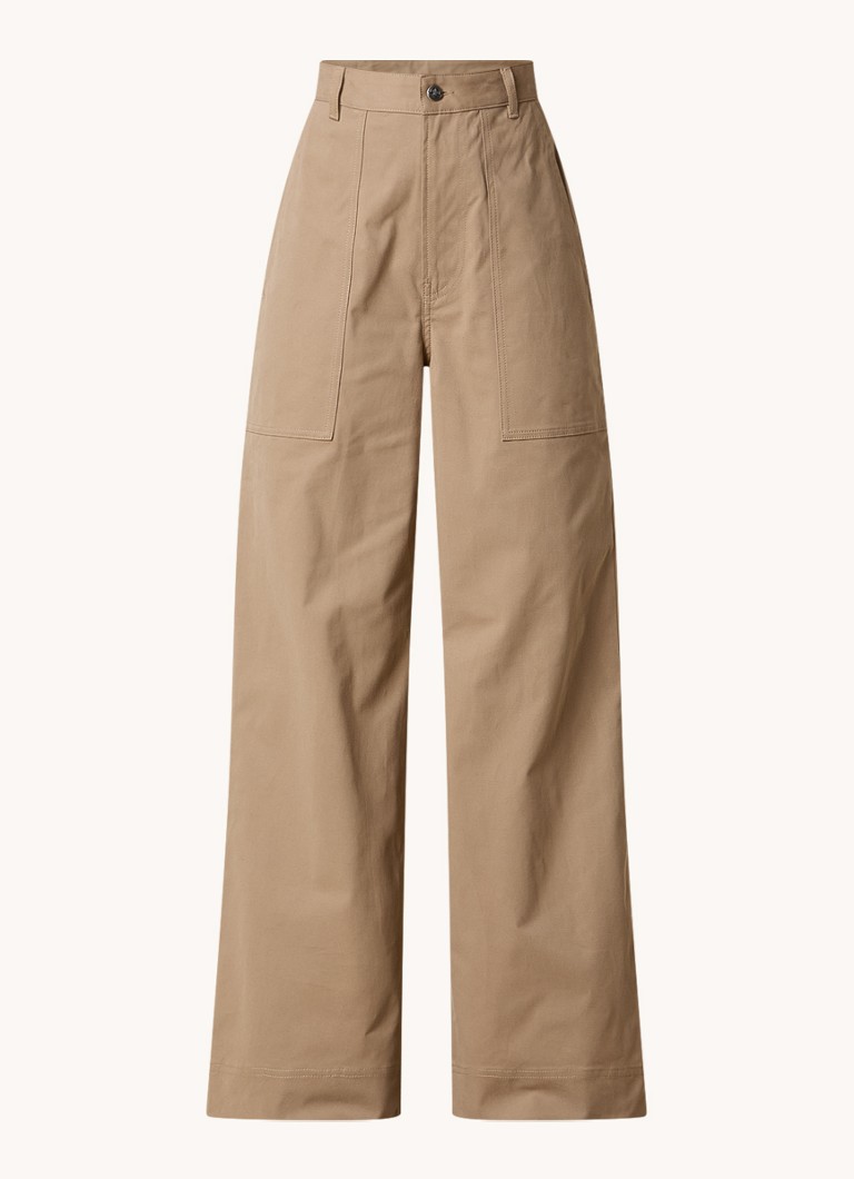 Pantaloni chino Moncler a vita alta e vestibilità ampia con tasche laterali