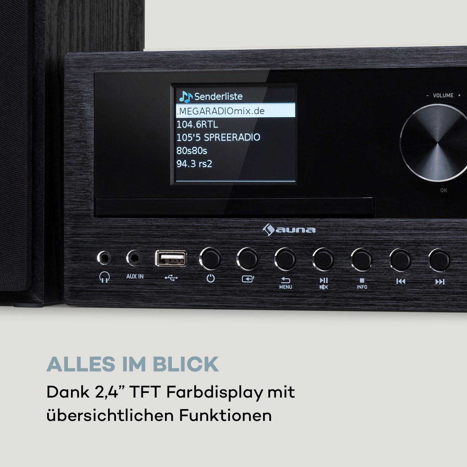 Auna Silver Star Swing Stereoanlage (Internet/DAB+/FM Radio, 30 W, Internetradio Küchenradio Digitalradio mit Bluetooth Musikanlage)