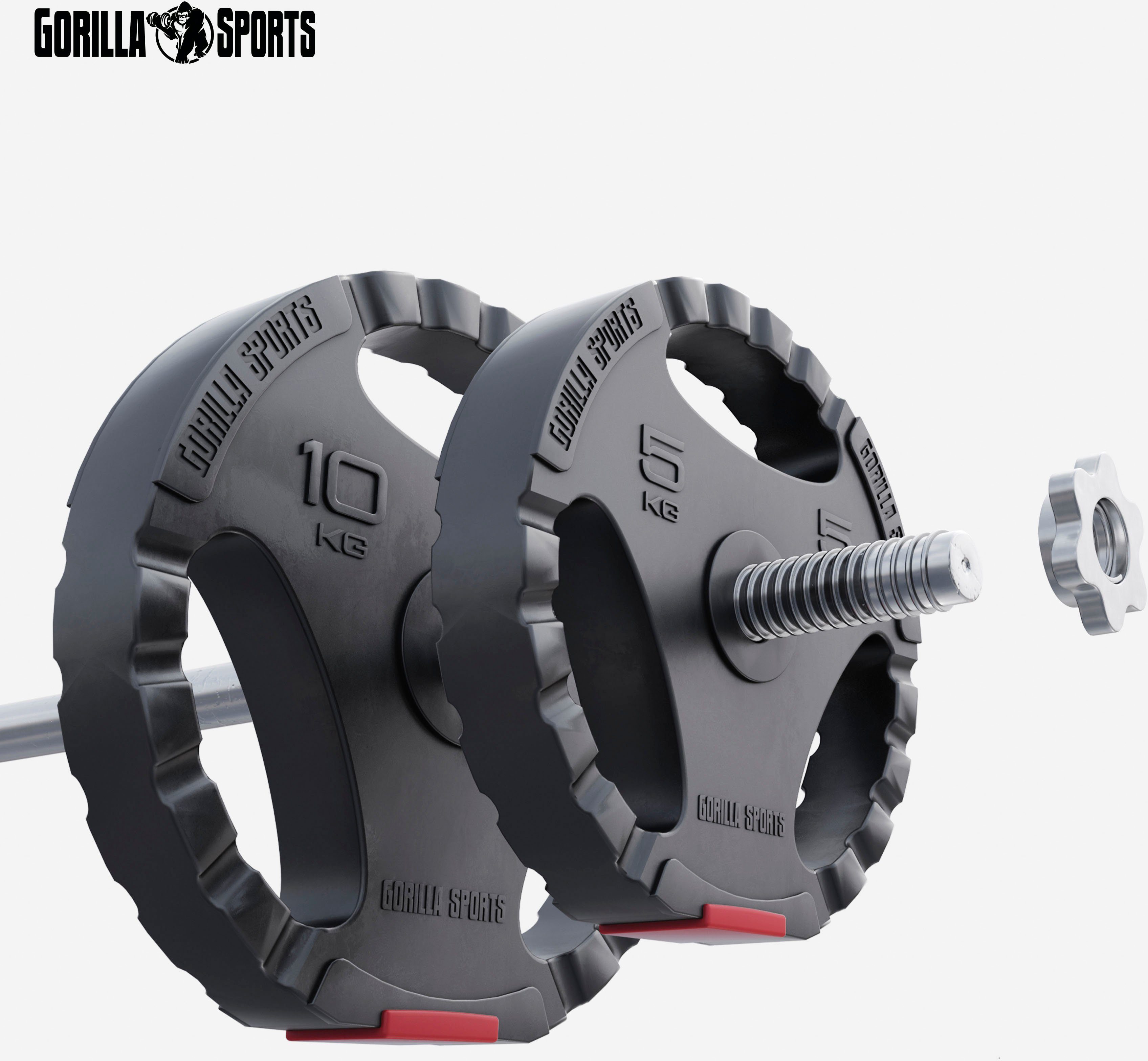 GORILLA SPORTS Hantelscheiben 30 kg - 2 x 5 kg; 2 x 10 kg, 30 kg, (Set, 4-tlg)