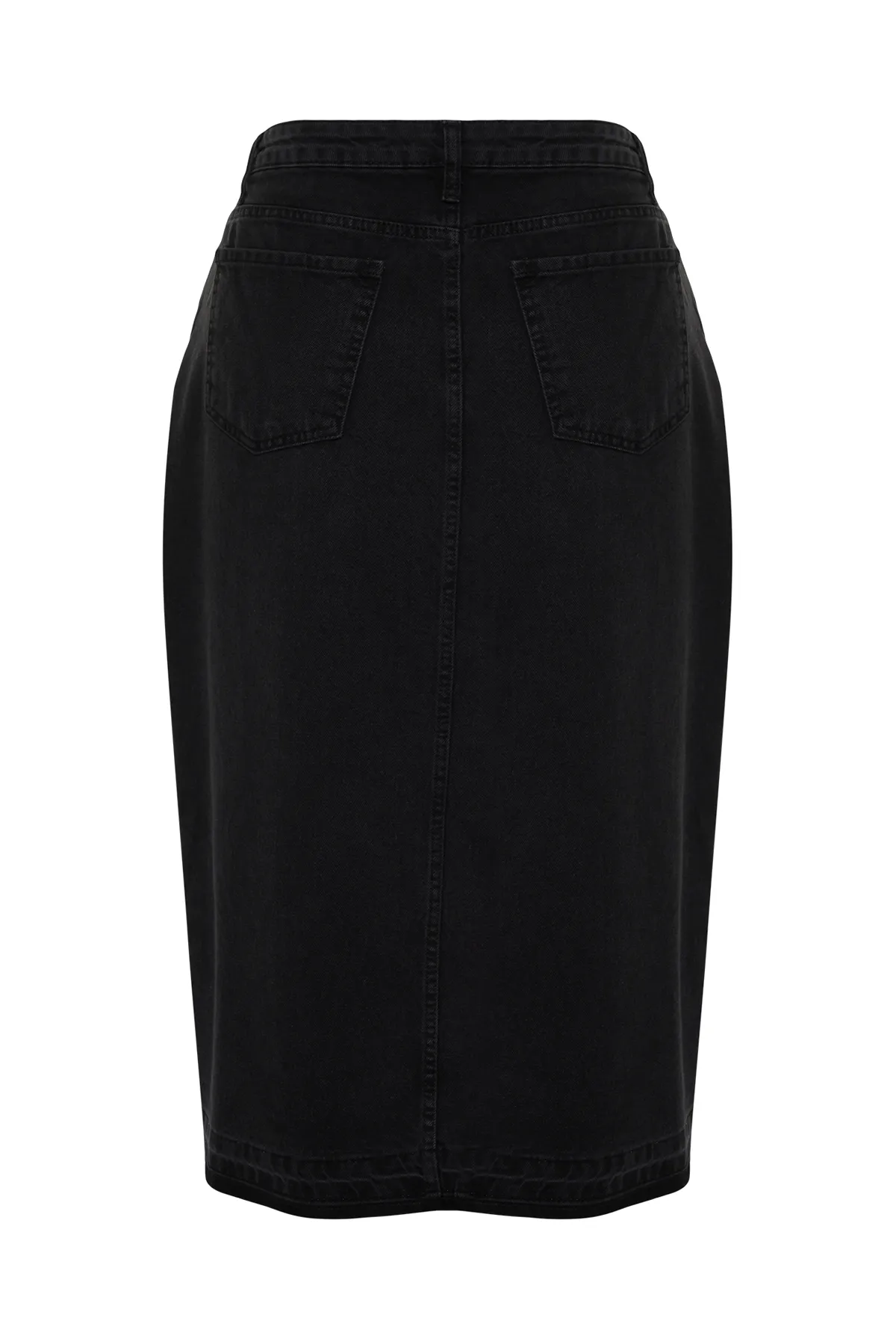 Trendyol Curve  Schwarzer Denim-Rock in großen Größen TBBSS23AZ00054