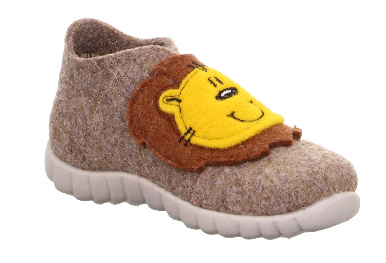 HAPPY - Beige Hausschuh mit Klettverschluss
