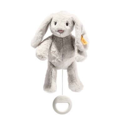 My first Steiff Hoppie Hase Spieluhr, 26 cm, hellgrau