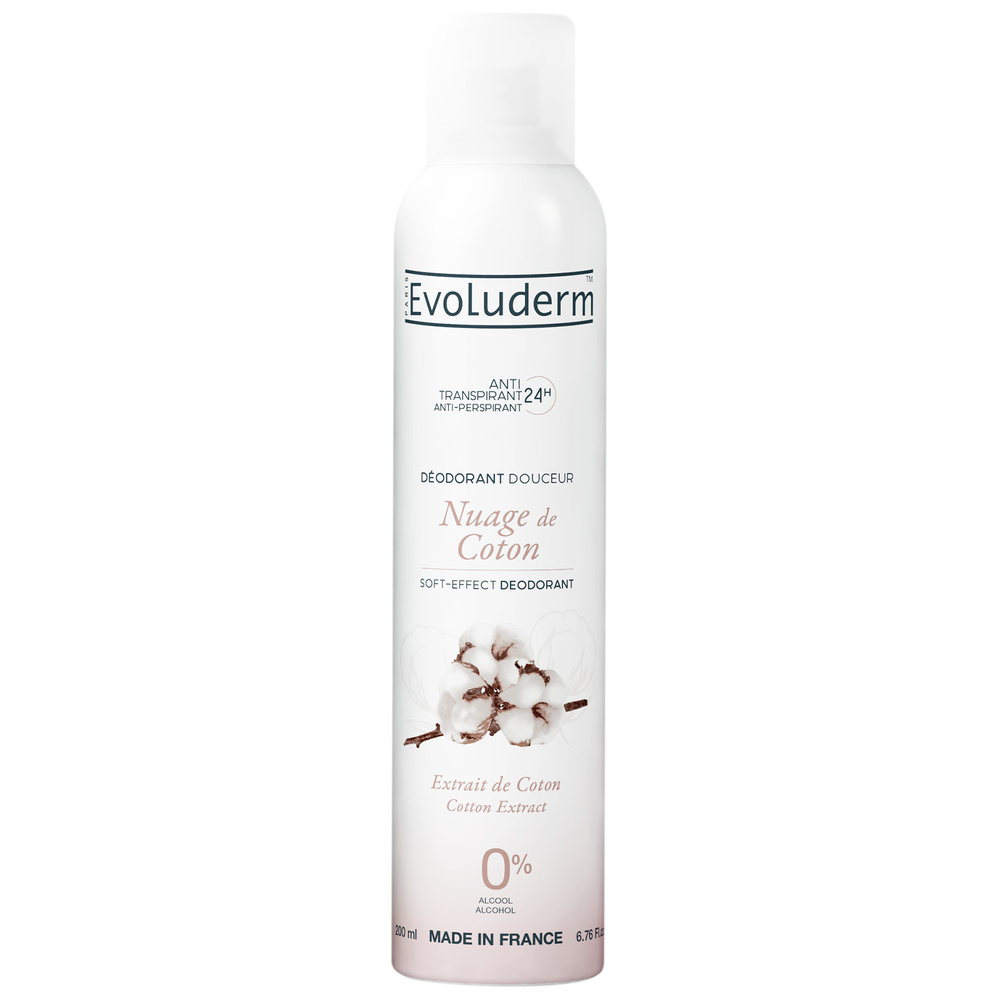 evoluderm Nuage de Coton Déodorant Anti-transpirant 24H Douceur - 200 ml