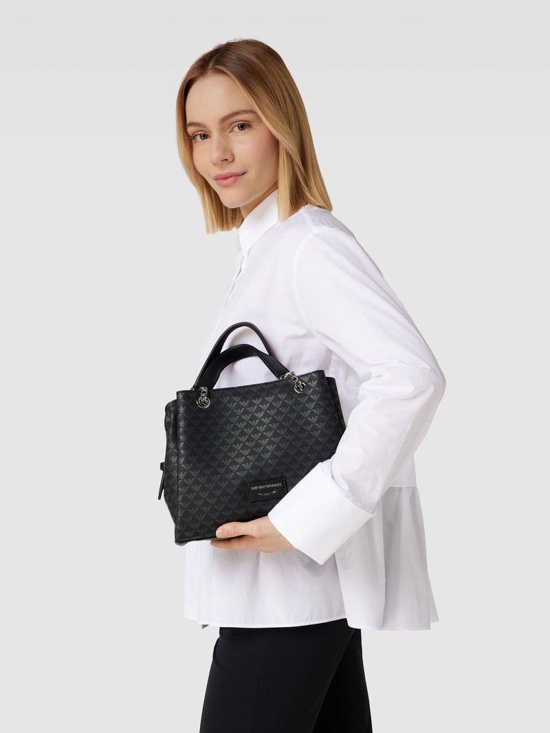 Tote Bag mit Label-Print in schwarz
