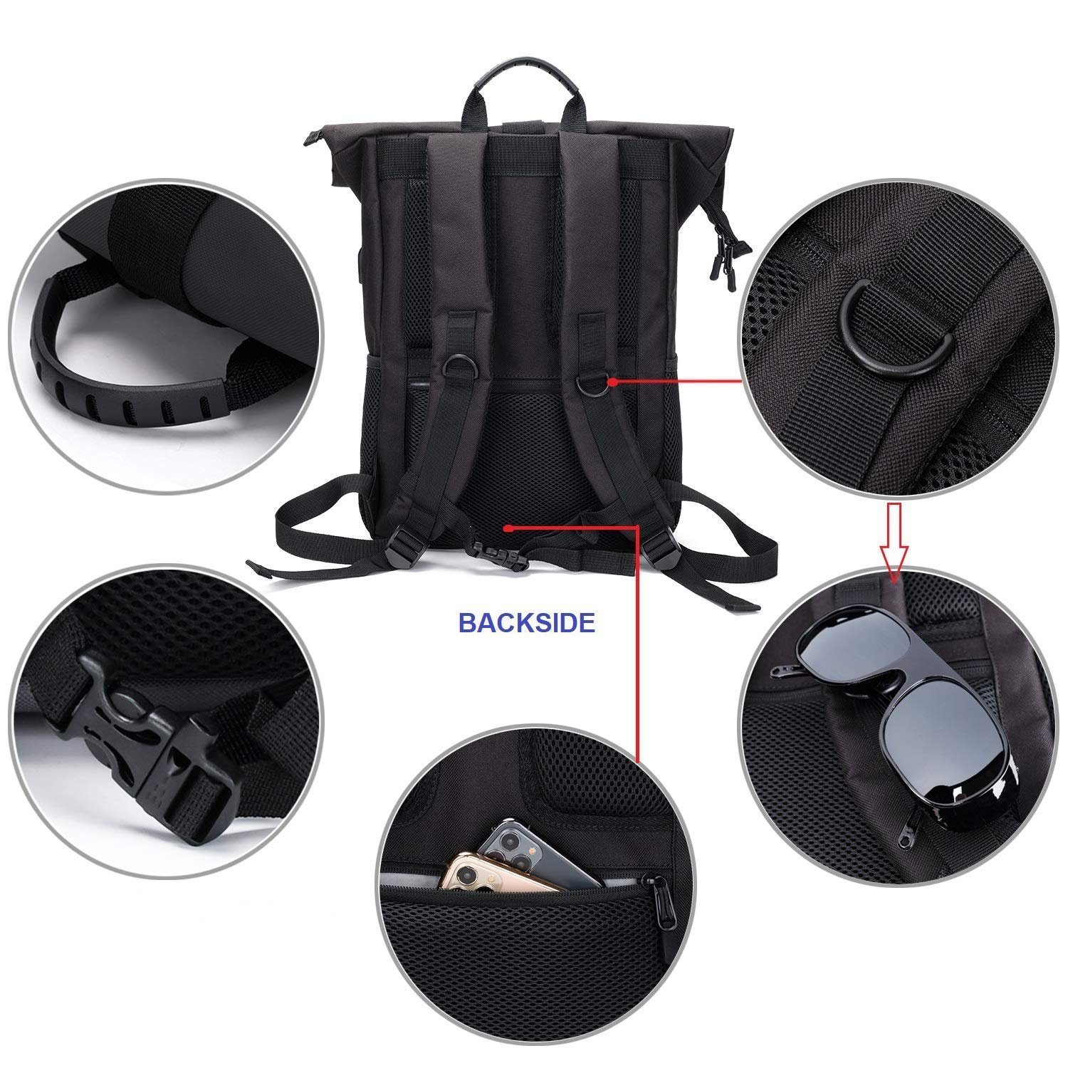 TAN.TOMI Laptoprucksack Rucksack Schulruck Sportrucksack Damen Herren groß mit vielen Fächer, mit Laptopfach bis 15,6 zoll und separatem iPadfach