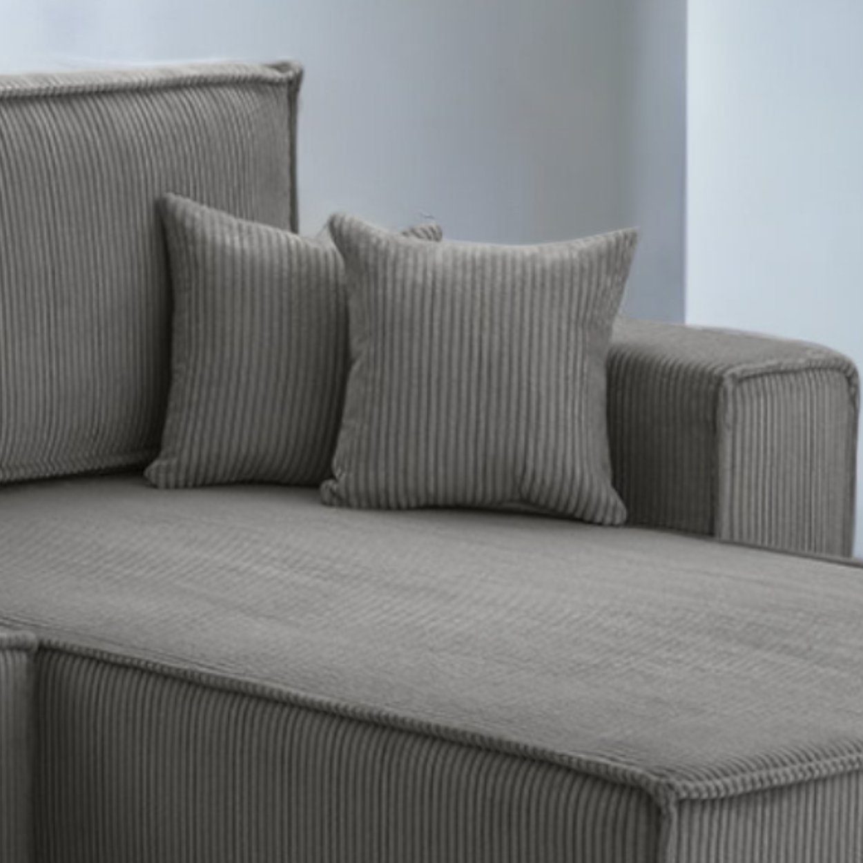DD-COLLECTION Ecksofa Wohnlandschaft Gera XL Größe, Grau, Cappuccino, mit Bettfunktion, Ottomane Rechts Links Universell, CORD-Bezug