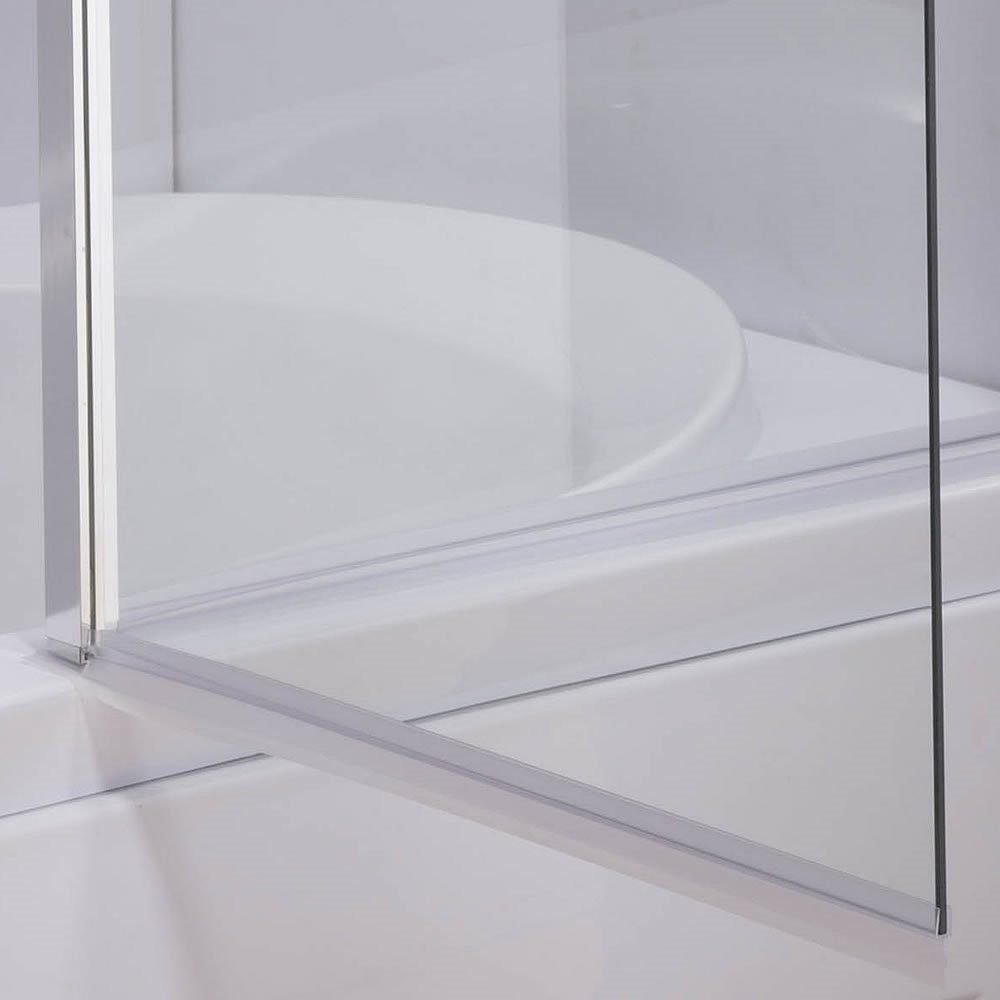 Mucola Badewannenaufsatz 133CM Glas Duschabtrennung Duschwand Badewannenaufsatz Faltwand