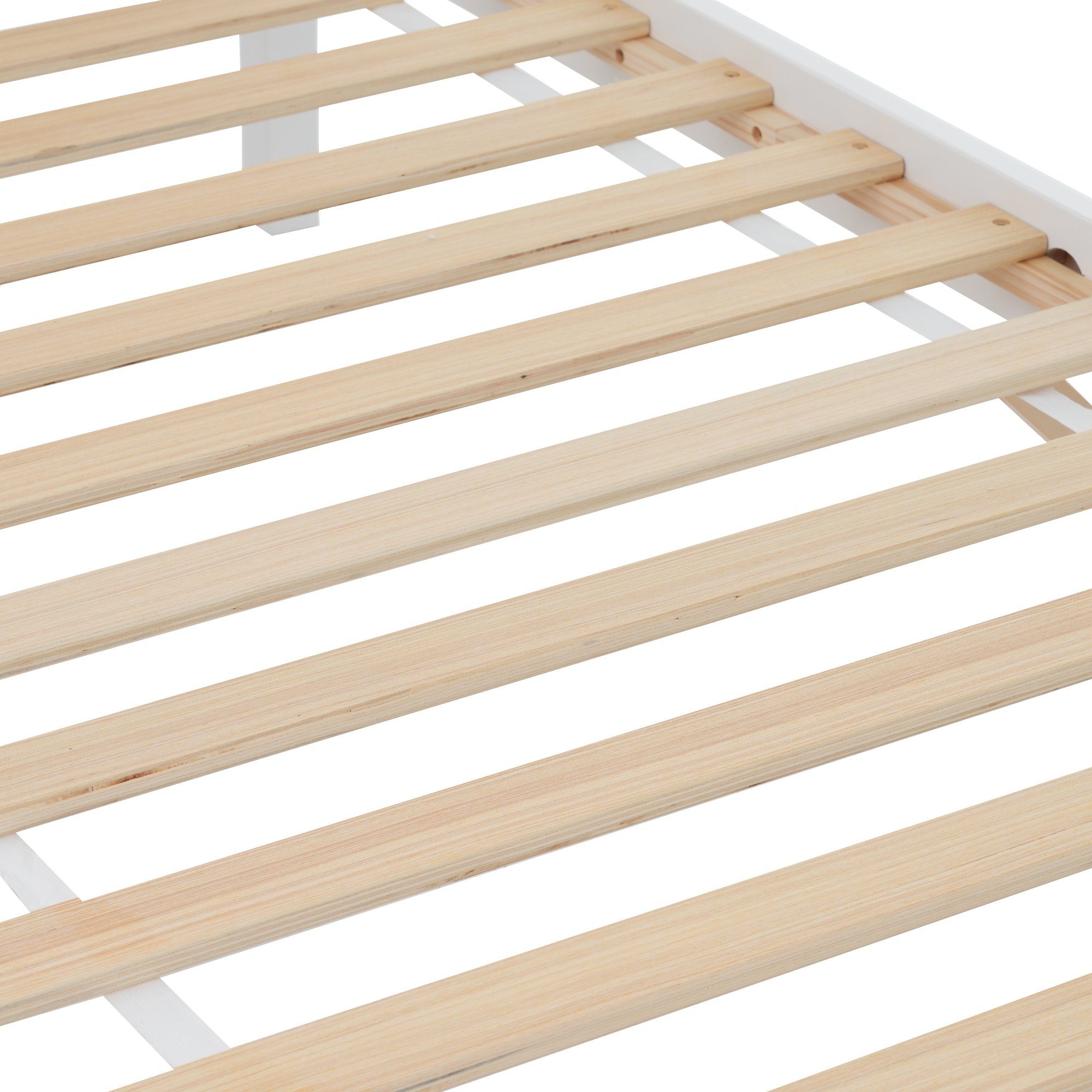 OKWISH Holzbett Einzelbett, Kiefernholzrahmen mit Mittelfuß, Erwachsenenbett (90x200 cm, Erwachsenenbett, mit Kopf- und Fußteil aus MDF), ohne Matratze