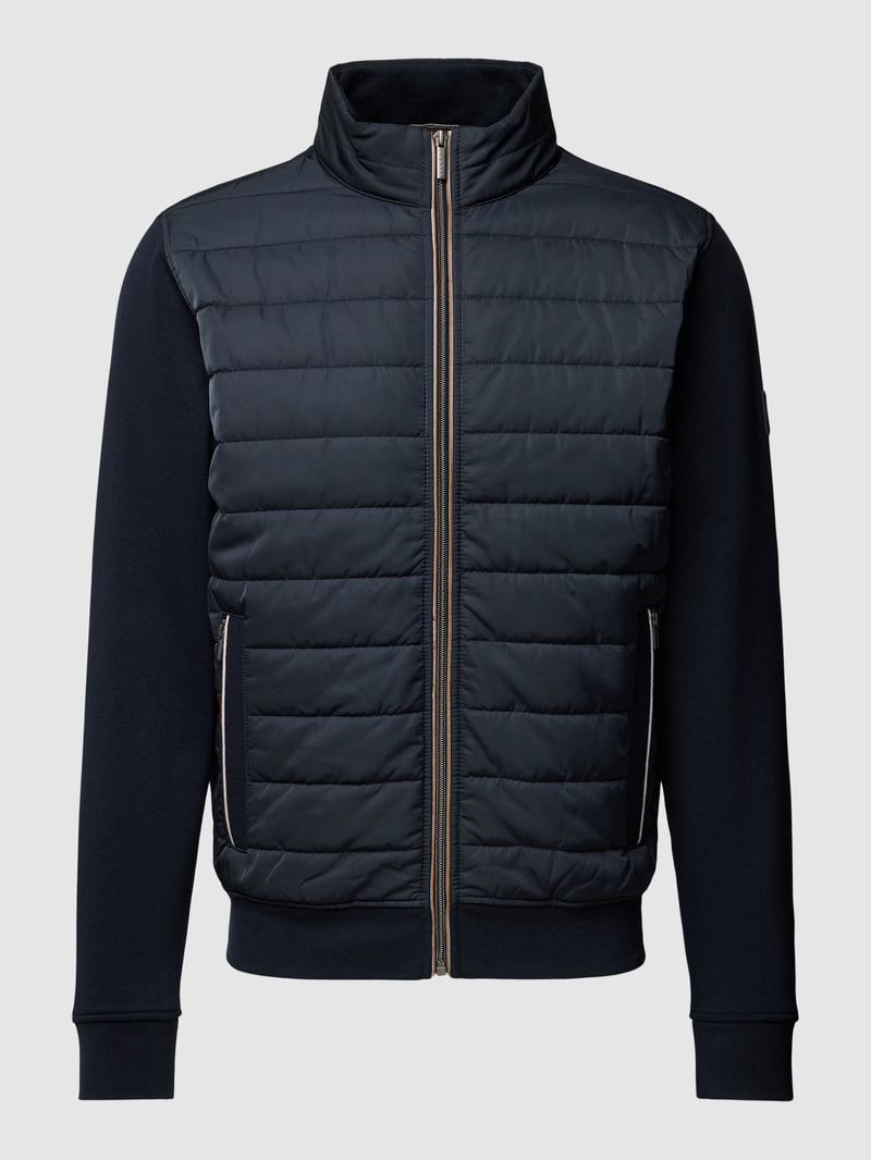 Sweatjacke mit Stehkragen in marineblau