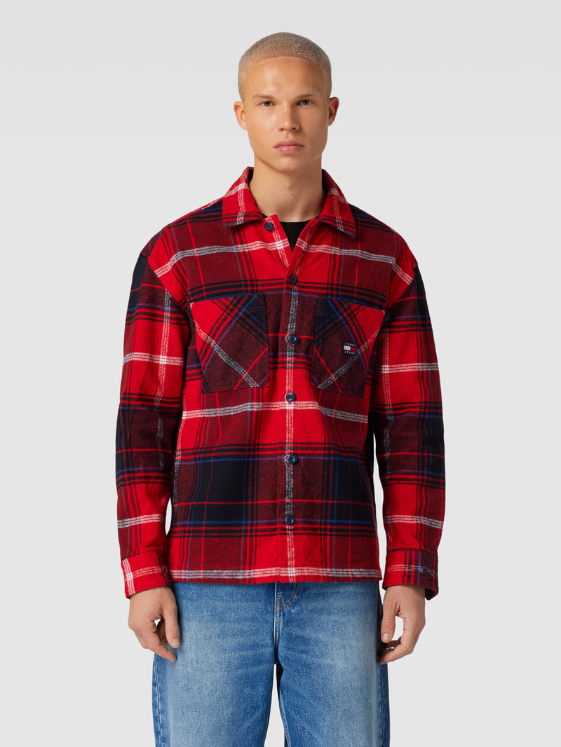 Overshirt Fit Freizeithemd mit Tartan-Karo in rot