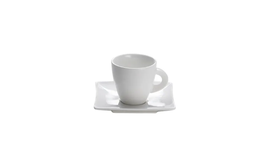 MAXWELL & WILLIAMS East meets West Espressotasse mit Untertasse 80ml, Porzellan Weiß