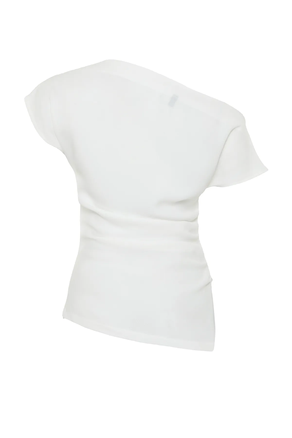 Trendyol Collection  Ecrufarbene, figurbetonte Webbluse mit U-Boot-Ausschnitt TWOSS24BZ00353