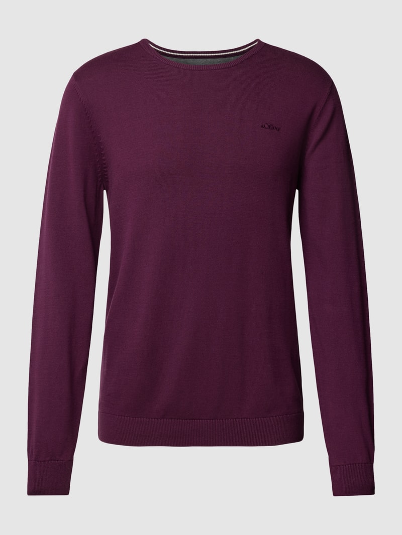 Strickpullover mit Label-Stitching Modell 'BASIC' in lila