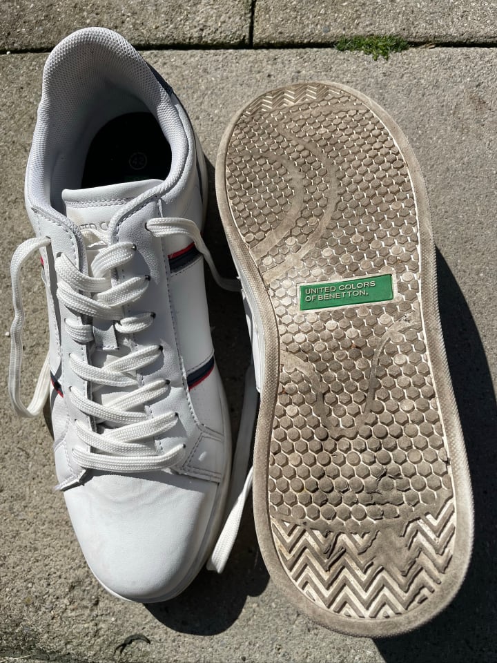 Benetton Leder-Sneakers in Weiß günstig kaufen 42