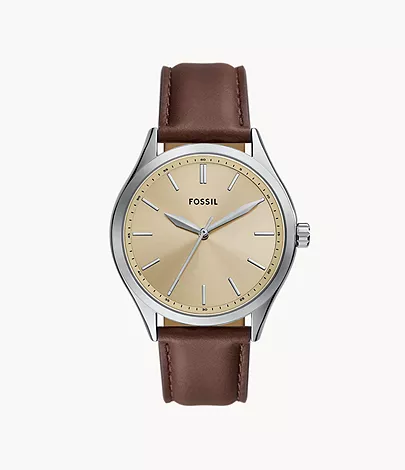 Fossil Outlet Uhr Fenmore 3-Zeiger-Werk Leder braun