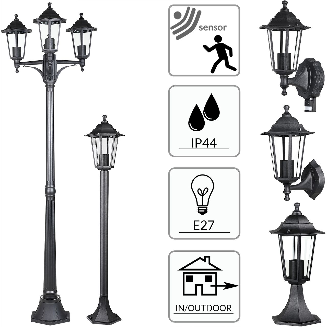 DEUBA Deuba® Wandleuchte Edelstahl Krysante mit Sensor 33,5 x 20 x 22,5cm anthrazit