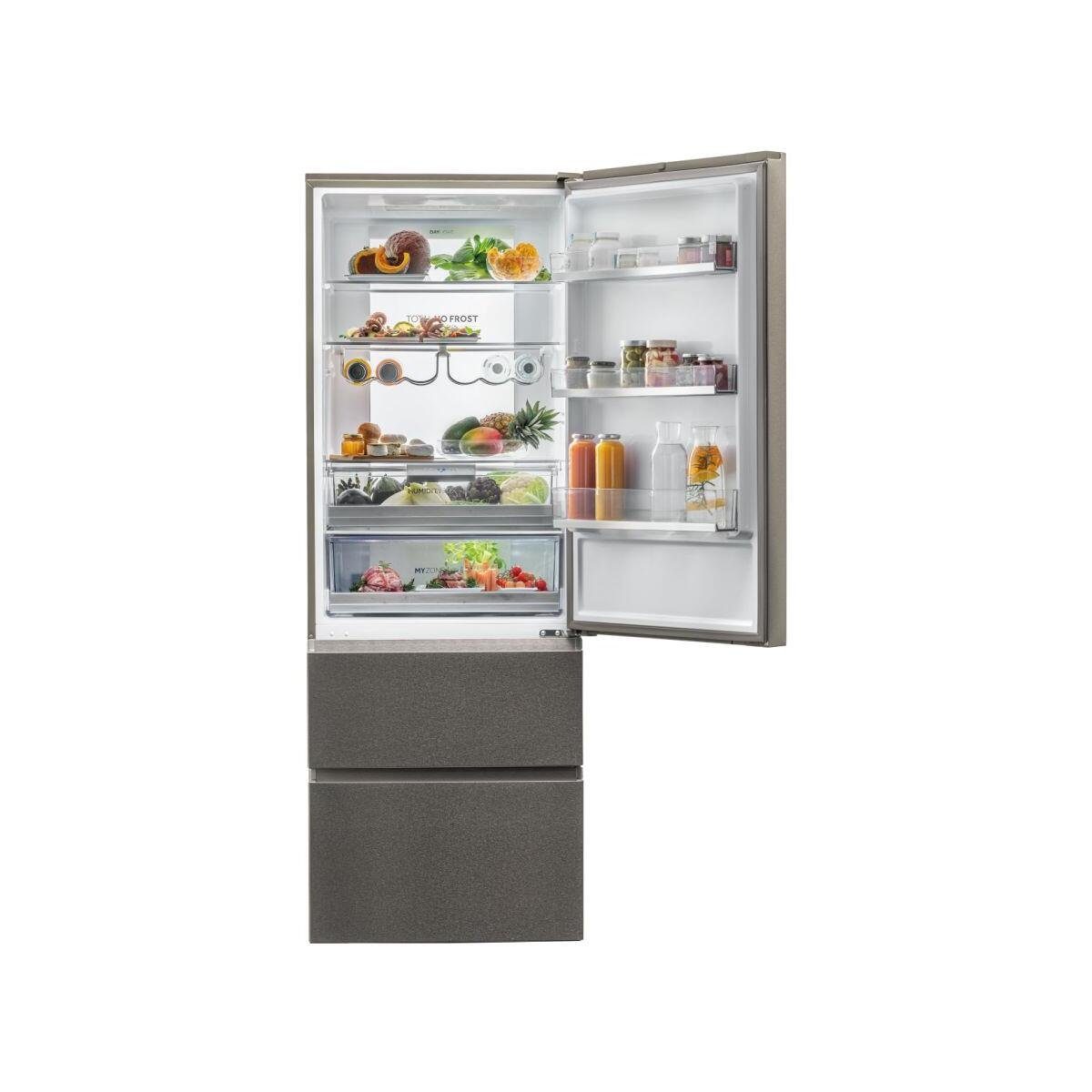 Haier Kühl-/Gefrierkombination HTR7720DNMP, Platinum Inox