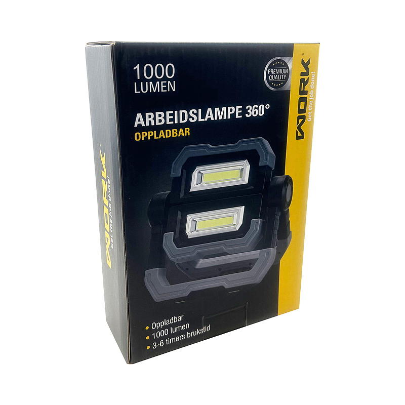 Work Arbeidslampe LED 1000 lm, oppladbar 360°