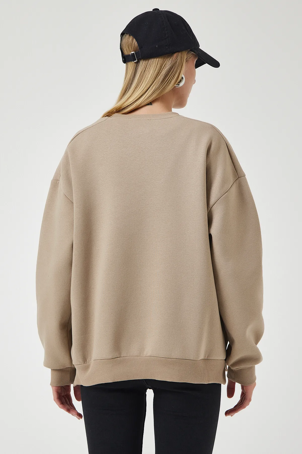 Happiness İstanbul  Damen-Sweatshirt aus Nerz-Strick mit Reißverschluss und Reliefmuster UB00148