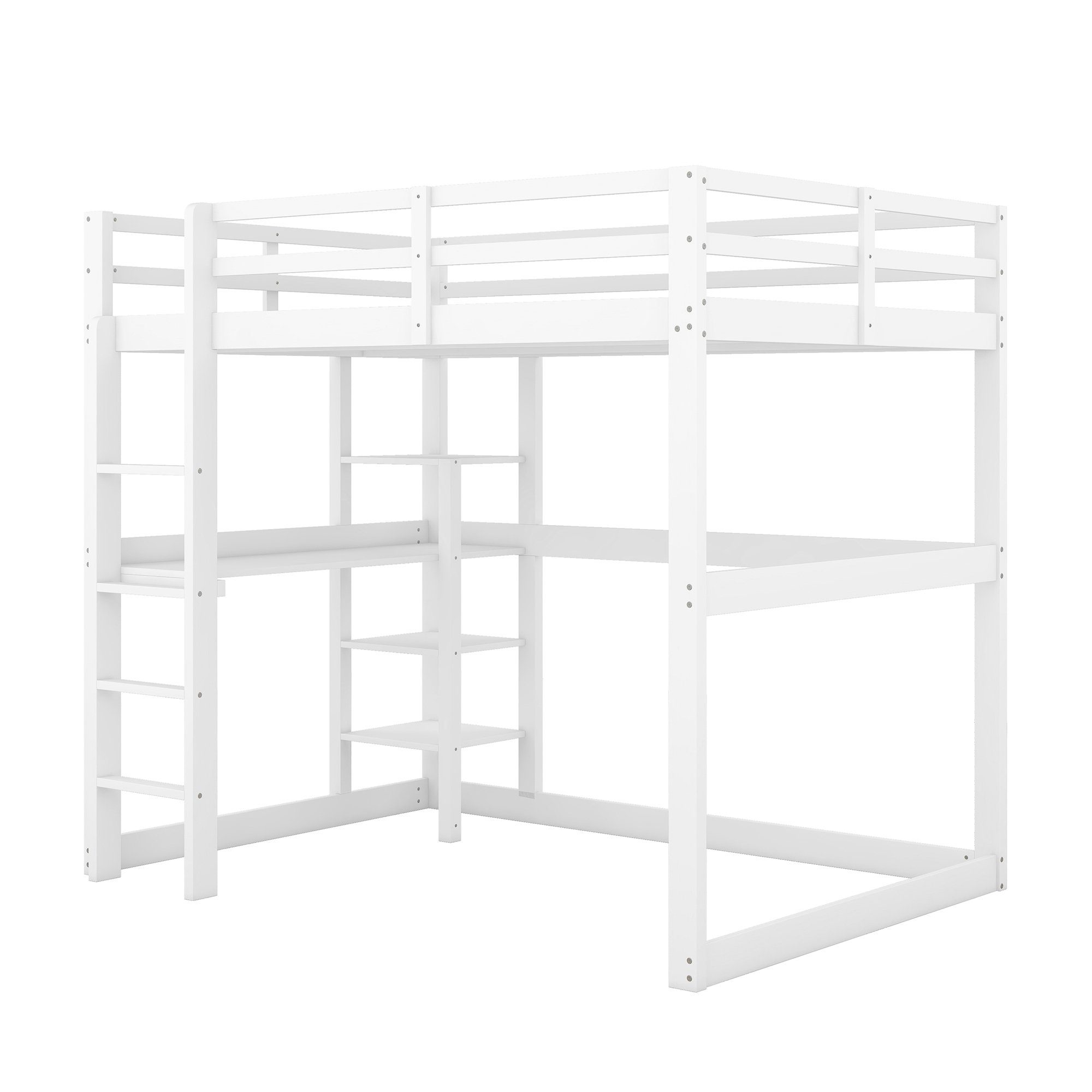 DEEP POWER Kinderbett Kinderbett Hochbett Kiefer Mit Schreibtisch+ Stauraum 140X200cm bett