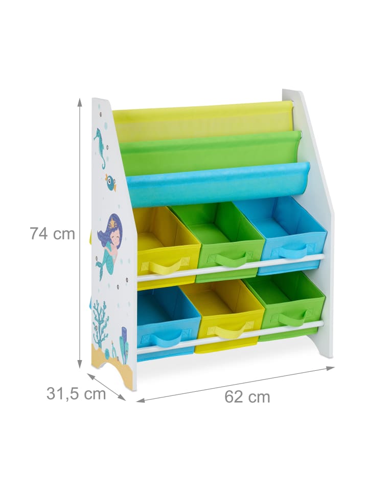 relaxdays Kinderregal Meer in Bunt - (B)62 x (H)74 x (T)31,5 cm günstig kaufen onesize