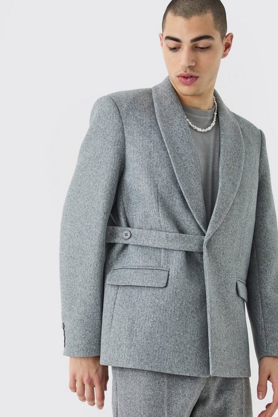 Oversize Blazer aus Wolle mit Träger-Detail