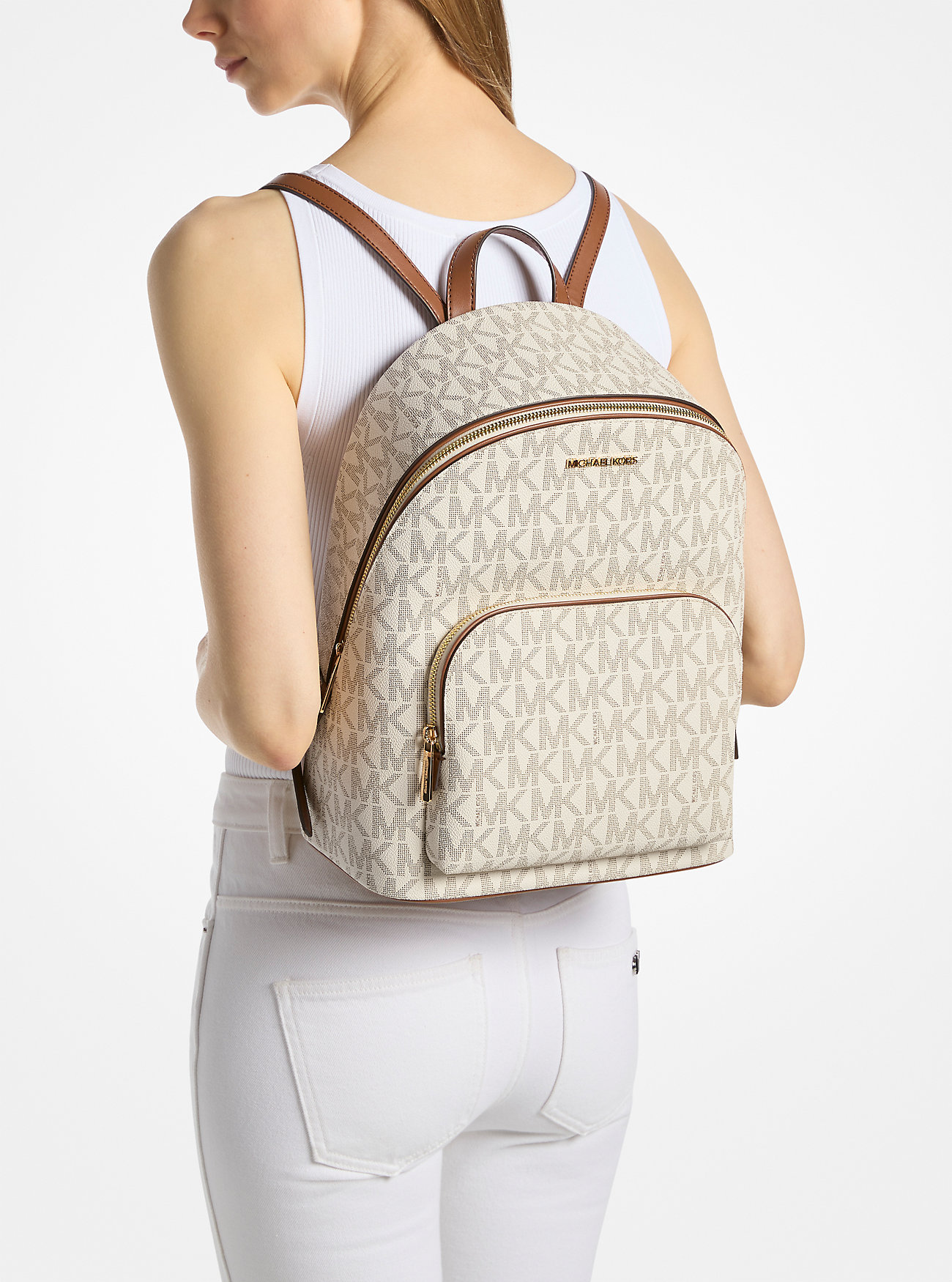 Connie Medium Signature Logo Ryggsekk - VANILLA/BAGASJE