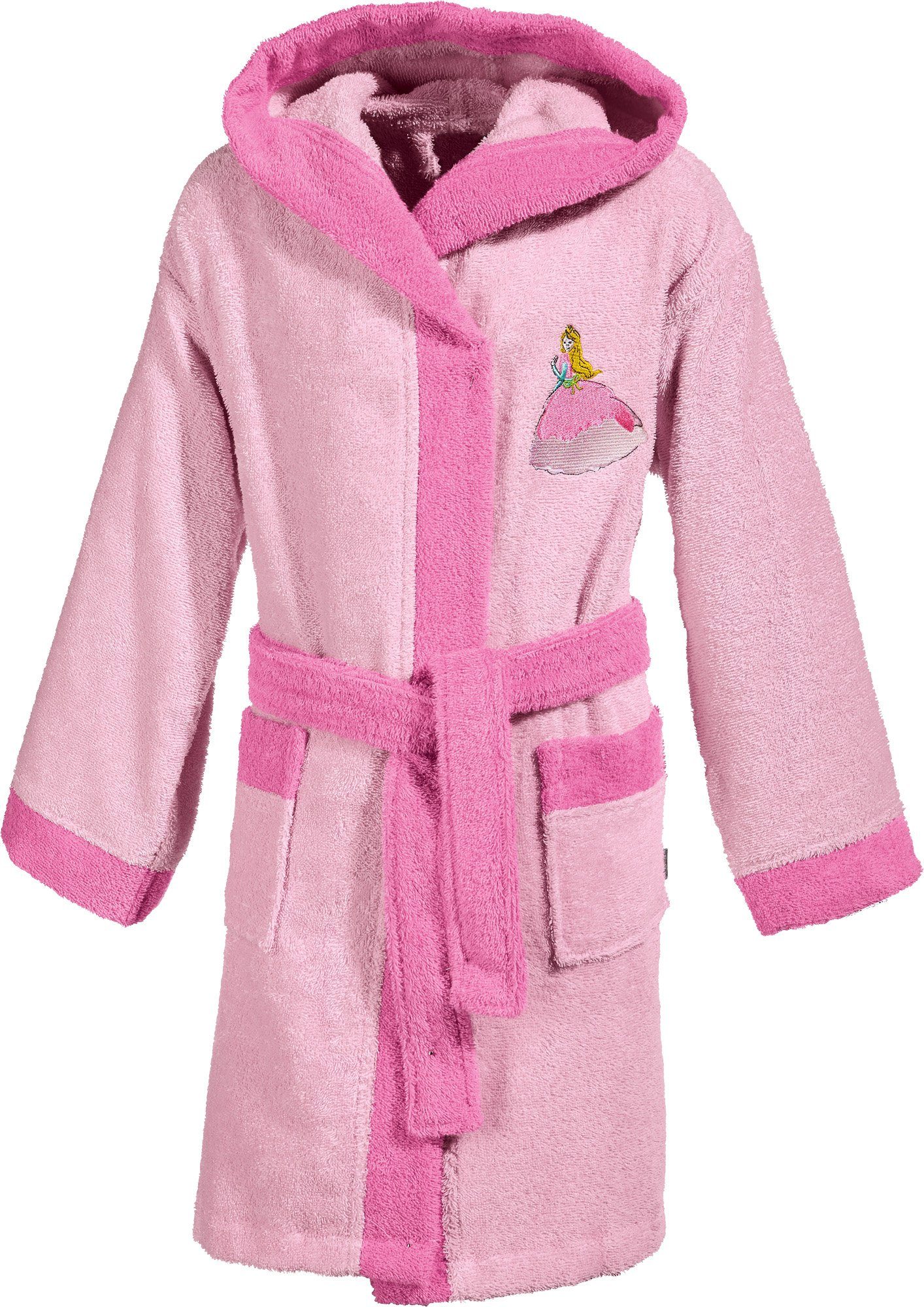 Erwin Müller Kinderbademantel Kinder-Bademantel mit Kapuze, Rückenlänge: 65 cm, Frottier, mit Kapuze, default, Walk-Frottier Uni, Motiv: Prinzessin