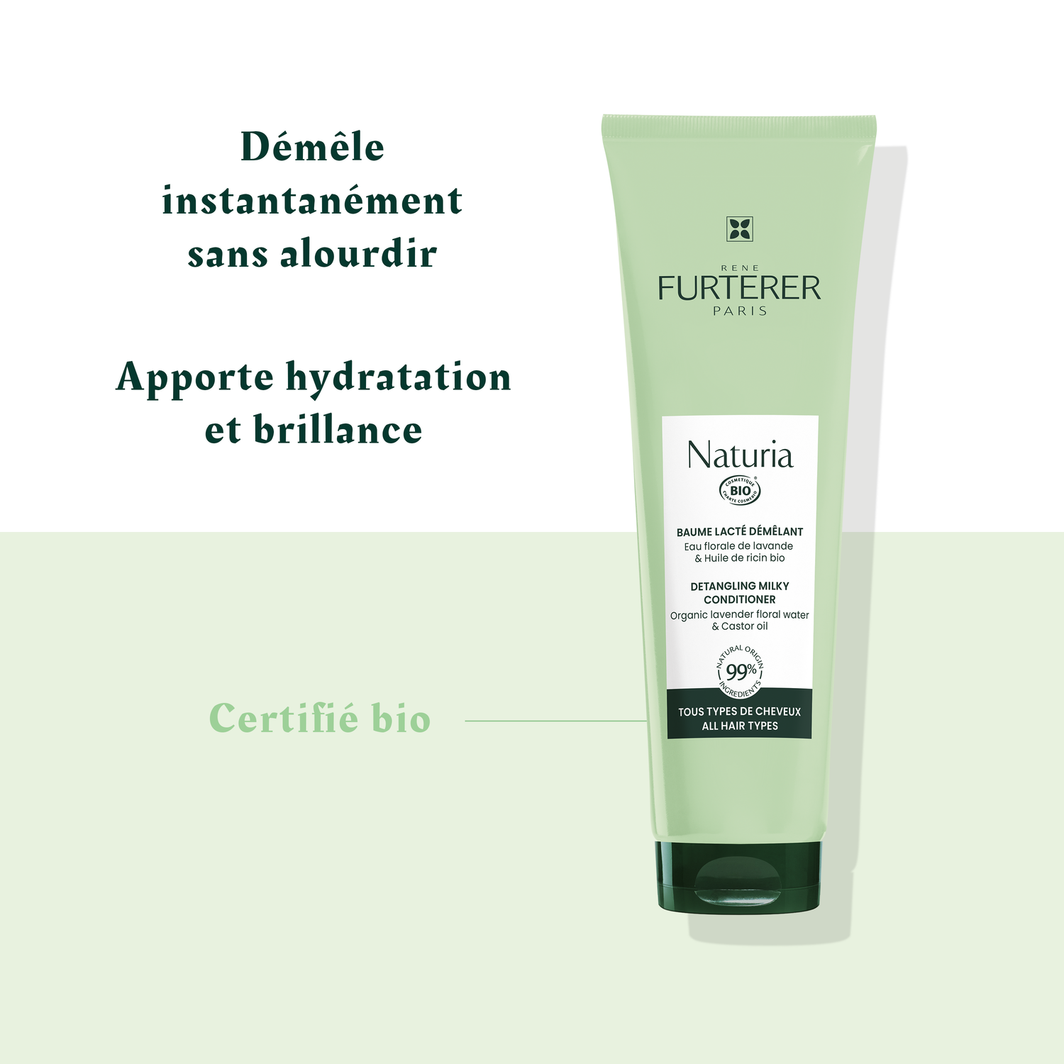 René Furterer Baume Lacté Démêlant Naturia Bio - Tous types de cheveux - 150 ml